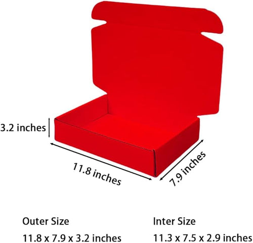 10 Pcs 11.8 x 7.9 x 3.2 inches Corrugated Cardboard Gift Boxes Recyclable Shipping Boxes for Mailing & Holidays, Wedding, Birthday, Gifts Packaging (Red, 11.8 x 7.9 x 3.2")