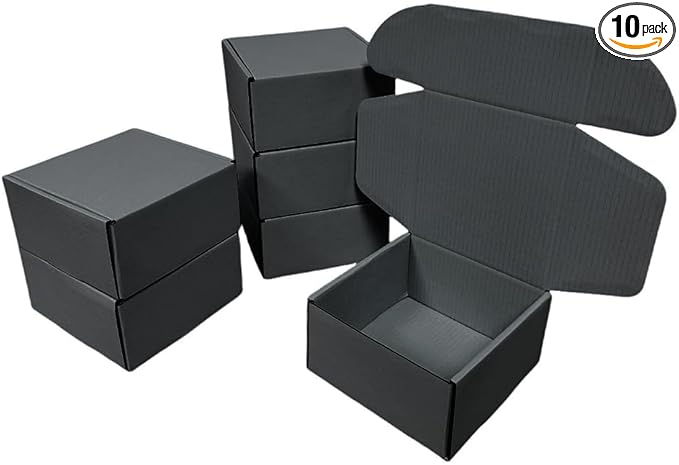 10 Pcs 9.8 x 9.8 x 4 inches Large Size Corrugated Cardboard Gift Boxes Recyclable Shipping Boxes for Mailing & Holidays, Wedding, Birthday, Gifts Packaging (Dark Gray, 9.8 x 9.8 x 4")