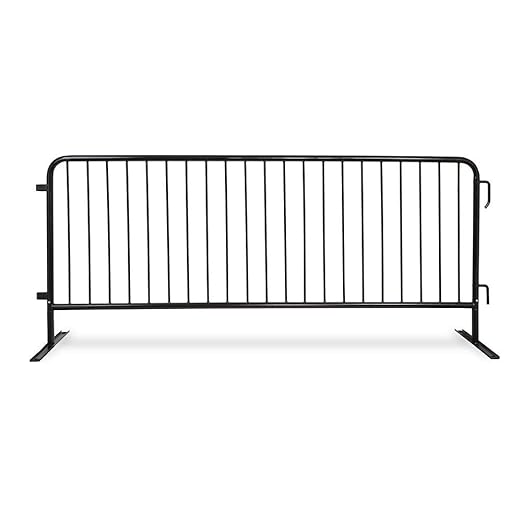 Crowd Control Warehouse Angry Bull Barricades Heavy Duty Crowd Control Metal Interlocking Barricade with Flat No-Trip Feet - 8.5 Ft. (Black) (20 Pack)