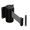 Crowd Control Warehouse - CCW Series WMB-125 Fixed Wall Mount Retractable Belt Barrier - 11 Foot, Light Grey Belt with Black Steel Case