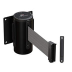 Crowd Control Warehouse - CCW Series WMB-125 Fixed Wall Mount Retractable Belt Barrier - 11 Foot, Light Grey Belt with Black Steel Case