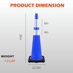 360 Pack 36" Blue Traffic Cones with Black Base – Large Bulk Safety Cones for Commercial Use, Road Work, and Event Setup (360, Blue, 36 Inch)