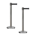 CCW Series RBB-100 - Set of 2 Stanchion Retractable Belt Barriers (9 Foot Belt, Black Belt with Satin Stainless Steel Post)