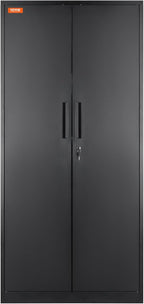 VEVOR Metal Storage Cabinet, Steel Locking Storage Cabinet with 2 Magnetic Doors and 4 Adjustable Shelves, 71'' Metal Cabinet 200 lbs Capacity per Shelf with 3 Keys, for Office, Home, Garage, Black