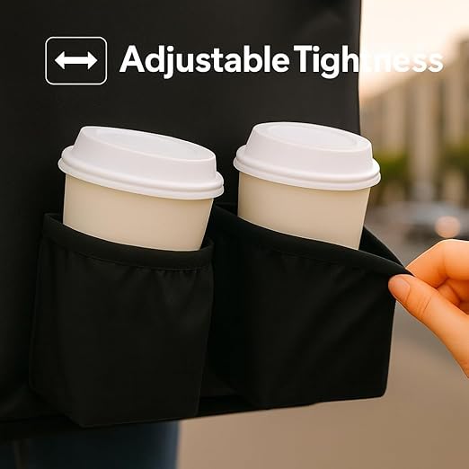 Insulated Food Delivery Bag with 4 Cup Holders, XX-Large Insulated Grocery Bags Keep Food Hot/Cold, Cooler Bags with Drink Carrier, Food Carrier Catering Bag, Commercial Food Warmers, Black