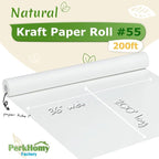 PerkHomy 36" x 2,400" (200') White Kraft Paper Roll for Craft Bulletin Board Paper Art Table Covering Crafting Gift Wrapping Bouquet Packing Parcel 80GSM 55LB (White, 36" x 200')
