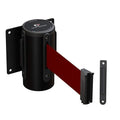 Crowd Control Warehouse - CCW Series WMB-125 Fixed Wall Mount Retractable Belt Barrier - 11 Foot, Maroon Belt with Black Steel Case