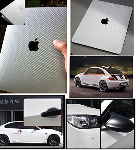 F & B LED LIGHTS Silver 3D Carbon Fiber Film Twill Weave Vinyl Sheet Roll Wrap (120" X 60", Silver)