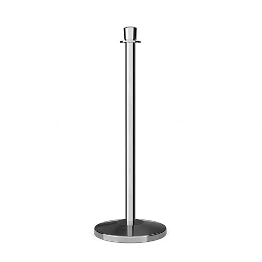 Montour Line Cline Post and Rope Stanchion, Sloped Base, (Polished Stainless Steel Post, Crown Top)