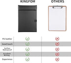 KINGFOM PU Leather Hardboard Office Clipboard, Magnetic Clip A4 Letter Size Clip Boards with Pen Holder for Nurses, Students, Teacher Black 4 Pack