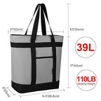 Insulated Reusable Tote Bag for Grocery Shopping for Women/Men, Pizza/Food Delivery Bag to Keep Food Cold/Hot for Professional Catering, Cooler bags for Travel/Beach/Picnic, Grey, 3-Pack