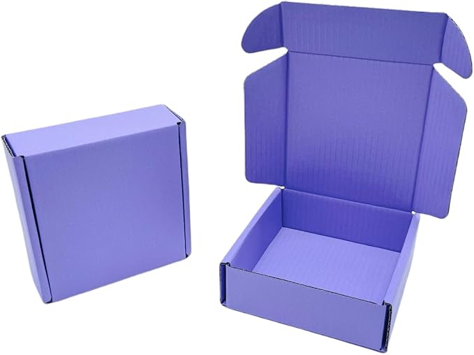 15 Pcs 6 x 6 x 2 inches Corrugated Cardboard Gift Boxes Recyclable Shipping Boxes for Mailing & Holidays, Wedding, Birthday, Gifts Packaging (Lavender, 6 x 6 x 2")