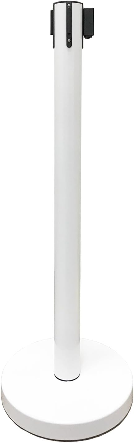 Retractable Stanchion, 6 SPECIALTY Posts + Signframe, 36" Ht, 78" Special Event & Holiday Theme Belt + Bonus Replacement Cassettes + Wall Receiver (WHT Post/Grand Opening Belt)