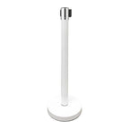 VIP Crowd Control Retractable Belt Stanchion Queue Safety Barrier Set, 36" Ht, 78" Belt (2 WHT Posts White Belt)