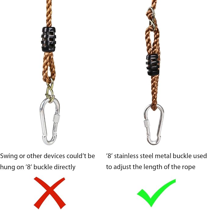Set of 2 Tree Swing Nylon Ropes Indoor Outdoor Adjustable Hammock Swinging Chair Straps Hanging Kit for Adjustment or Extension - Holds to 700lbs (40 inch, Brown)