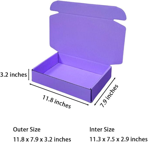 10 Pcs 11.8 x 7.9 x 3.2 inches Corrugated Cardboard Gift Boxes Recyclable Shipping Boxes for Mailing & Holidays, Wedding, Birthday, Gifts Packaging (Lavender, 11.8 x 7.9 x 3.2")