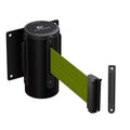 Crowd Control Warehouse - CCW Series WMB-125 Fixed Wall Mount Retractable Belt Barrier - 11 Foot, Olive Belt with Black Steel Case