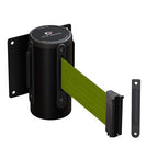 Crowd Control Warehouse - CCW Series WMB-125 Fixed Wall Mount Retractable Belt Barrier - 11 Foot, Olive Belt with Black Steel Case