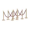 8 PCS Gold Stanchion Posts Queue, Crowd Control Stanchion with 5 Feet Velvet Ropes, Red Carpet Safety Barrier for Party Supplies