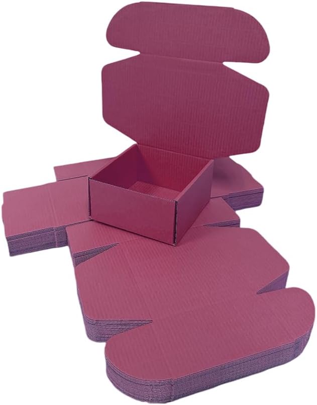 15 Pcs 6 x 6 x 3 inches Corrugated Cardboard Gift Boxes Recyclable Shipping Boxes for Mailing & Holidays, Wedding, Birthday, Gifts Packaging (Cranberry, 6 x 6 x 3")