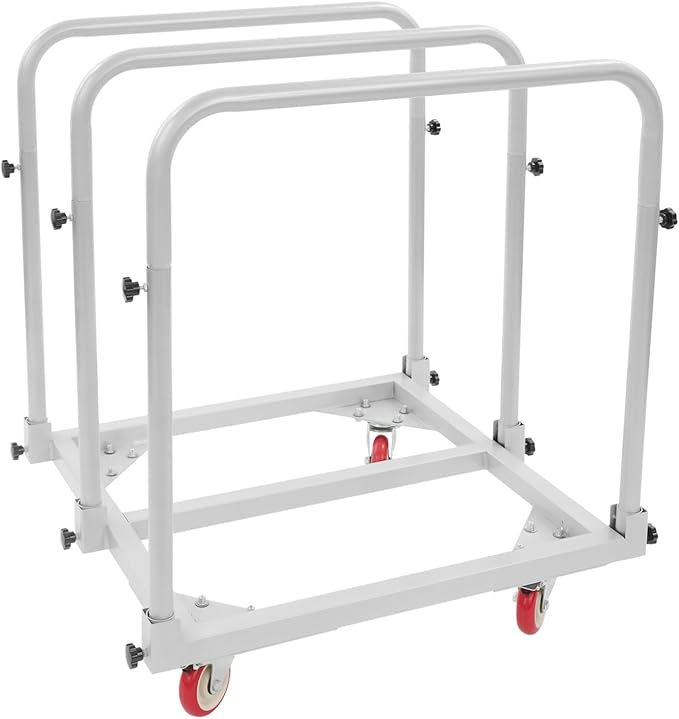 Steel Panel Truck, 1400lbs Heavy Duty Lumber Drywall Dolly Cart with 4" Swivel Casters, Table Dolly with Crossbeam & 3 Side Handrails for Garage, Home, Warehouse, 31" L X 28" W X 35" H (Grey)