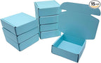 15 Pcs 6 x 6 x 2 inches Corrugated Cardboard Gift Boxes Recyclable Shipping Boxes for Mailing & Holidays, Wedding, Birthday, Gifts Packaging (Sky Blue, 6 x 6 x 2")