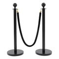 Crowd Control Barriers Black Gold Stanchions Posts, 4 Black Ropes and 8pcs Stainless Steel Poles with Hollow Base, Stanchions with Ropes Set for Airport,Parties,Grand Opening