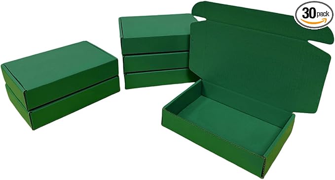 30 Pcs 9.8 x 7.9 x 2.8 inches Shipping Boxes for Small Business Cardboard Corrugated Mailer Boxes for Shipping Packaging Holidays Craft Gifts Giving Products (Hunter Green, 9.8 x 7.9 x 2.8")