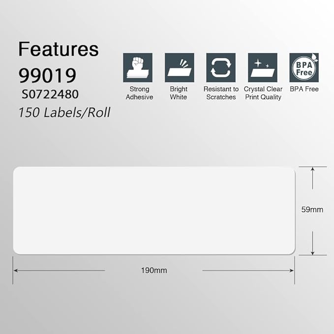 BETCKEY Colored Labels Compatible with Dymo 99019 (2-5/16" x 7-1/2") for Files, Folder, Binders, Compatible for Dymo LabelWriter Thermal 450, 4XL & Zebra Desktop Printers [6 Rolls, 900 Labels, Yellow]