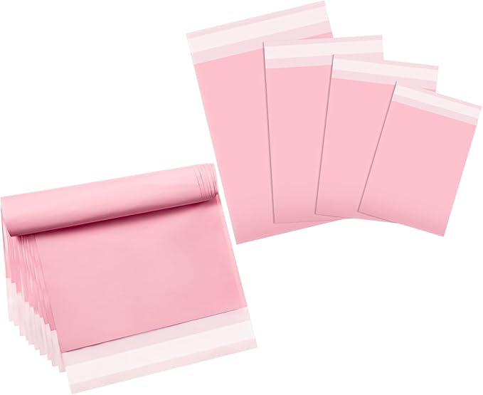 Outus 120 Pcs Poly Mailer Envelope 4 Sizes Shipping Bags Self Adhesive Clasp Envelope Self Adhesive Tear Proof Mailing Covers(8 x 12 In, 10 x 14 In, 13 x 18 In, 15 x 20 in,Pink)