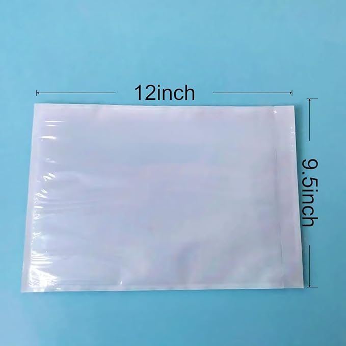 200PCS 9.5" x 12" Self-Adhesive Packing List Envelopes, Clear Mailing Labels for Envelope, Plastic Waterproof Shipping Pouch Enclosed Bags Fit 8.5x11 inch Packing Slip Label Invoice Sleeves