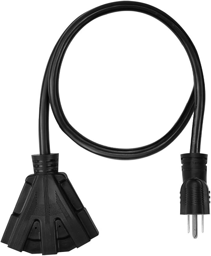 100FT 12/3 Outdoor Extension Cord, Heavy Duty 3-Outlet SJTW Indoor/Outdoor Three-Prong Power-Cord 12-Gauge Grounded 15-Amp 1875 Watts