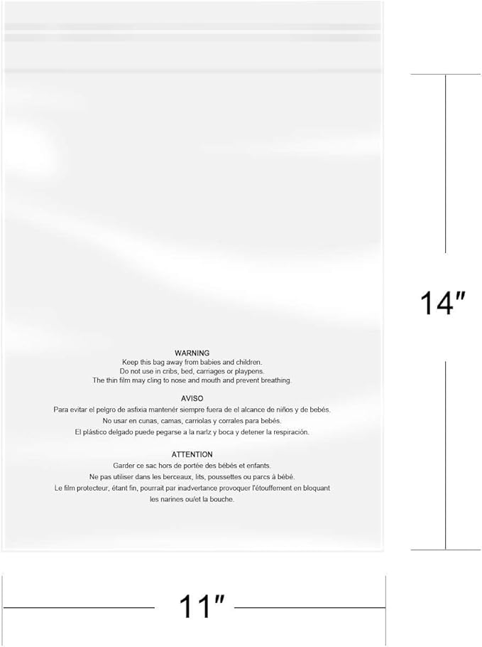 iMailer - 500 Pcs - 11" x 14" Clear Poly Bags with Suffocation Warning Self Seal 1.6 Mil for Shipping, Packaging, T-Shirt - Permanent Adhesive
