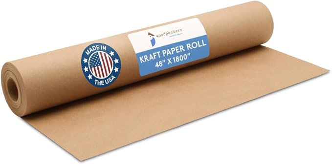 Woodpeckers Brown Craft Paper Roll 48 inch Wide, 1800 inch Long, 1 Roll, Jumbo Roll for Eco Friendly Christmas Gift Wrapping Paper and Packing Paper