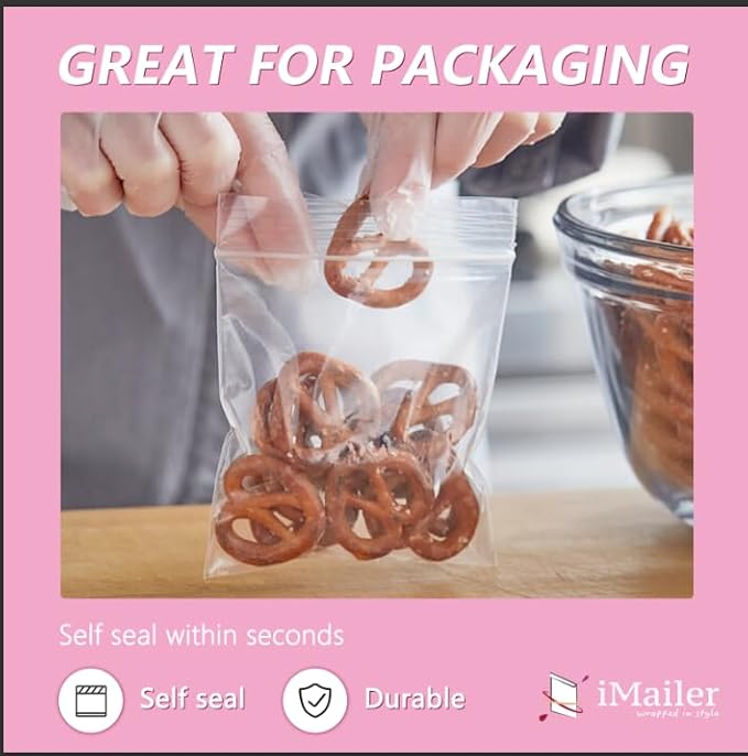 iMailer - 500 Pcs- 4" x 6" Clear Small Zip Bag - Reclosable Zip Plastic Poly Bags 2 Mil with Resealable Lock Seal Zipper for Photo, Jewelry, Bakery, Treats, Party Favors