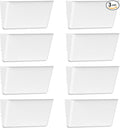 Clear Acrylic Single Pocket, Plastic Hanging Wall Mount File Holder for Office Home (White, 8 Pack)