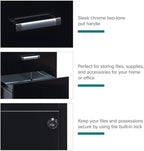 Scranton & Co 27.32" H x 18" D 3-Drawer Modern Metal Filing Cabinet with Pencil-Drawer, High-Sides, Letter Size, Patented Glide Suspension, for Small Office/Home Office, in Black