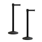 Crowd Control Warehouse CCW Series RBB-100 - Set of 2 Stanchion Retractable Belt Barriers - 7.5 Foot, Black Belt with Black Post - Easy Assembly