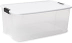 Sterilite 12-Pack Ultra Latching Box, Storage Bins with Lids, Clear Plastic, 116 Quart - Heavy-Duty Organizing Containers for Closet, Bathroom, and Office