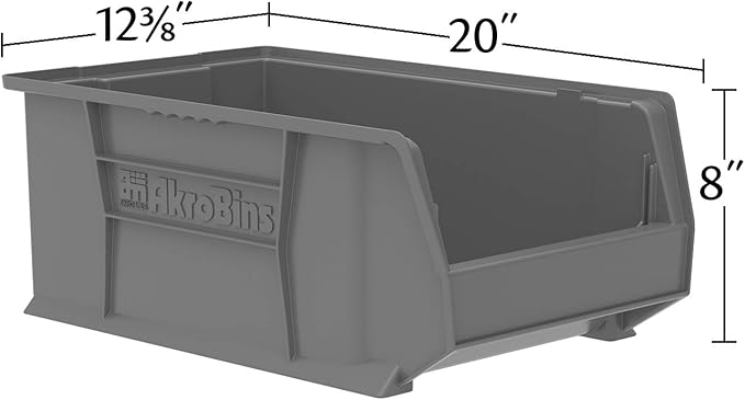 Akro-Mils 30281 Super-Size AkroBins Plastic Storage Bins, Space-Saving Stackable Bins for Garage, Classroom, Warehouse Organization, 20-Inch L x 12-Inch W x 8-Inch H, Clear, 3-Pack
