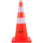 VEVOR Safety Cones, 12 x 28" Traffic Cones, PVC Orange Construction Cones, 2 Reflective Collars Traffic Cones with Weighted Base and Hand-Held Ring Used for Traffic Control, Driveway Road Parking