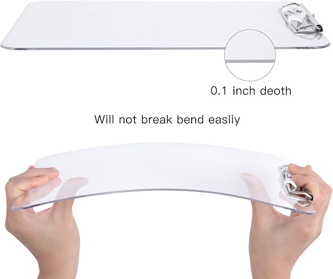 Hongri Plastic Clipboard with Pen Holder, Clear 8.5x11 Letter Size Clip Board for Classroom, Office, Students, Nurses and Women, Low Profile Clip, Size 12.5 x 9 in
