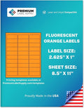 Premium Label Supply Bright Neon Color Fluorescent Stickers - 2.625" x 1" Address Labels - (Fluorescent Orange, 15000 Labels)
