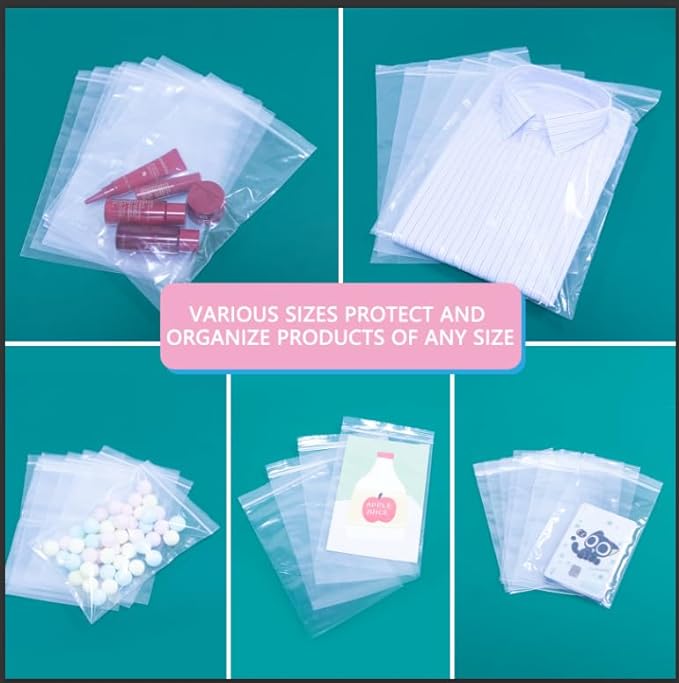 iMailer - 500 Pcs- 12" x 15" Large Plastic Zip Poly Bags- Clear Zip Storage Bag for Clothing, T-Shirts, Pants