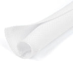 5/8 inch Split Braided Cable Management Sleeve for USB Cable Power Cord Audio Video Cable, Wire Loom Cord Protector from Cat Dog Chewing (White, 25FT)