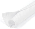 1-1/2 inch Split Braided Cable Management Sleeve for USB Cable Power Cord Audio Video Cable, Wire Loom Cord Protector from Cat Dog Chewing (White, 10FT)