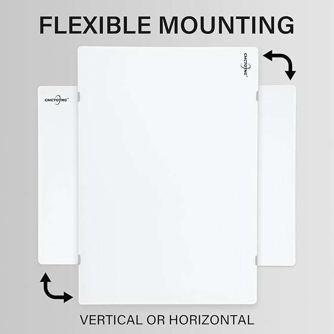 Wall-Mounted Magnetic Tempered Glass White Board Frameless Dry Erase Board Wall Mounted Ideal for Office Classroom School Kitchen and Home，Durable Whiteboard Frameless (24''X18'')