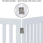 unipaws 36”H Free Standing Pet Gate for Dog Cat, Tall Wooden Gates for Doorway, Stairs, Foldable Pet Fence for The House, Expandable Dog Barrier, Indoor Use, White