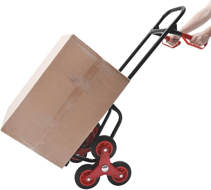Folding Stair Climbing Dolly, 330 Lb Capacity Manual Truck Heavy-Duty Stair Climbing Hand Truck Trolley with Telescoping Handle and 6 Wheels