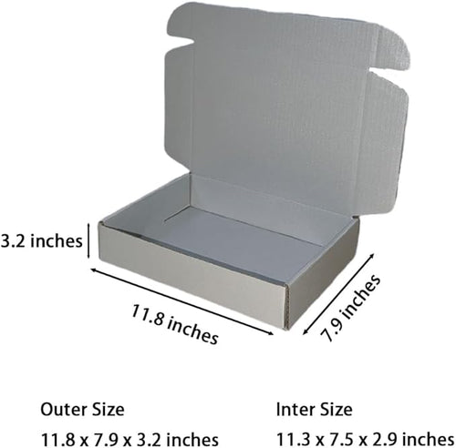 10 Pcs 11.8 x 7.9 x 3.2 inches Corrugated Cardboard Gift Boxes Recyclable Shipping Boxes for Mailing & Holidays, Wedding, Birthday, Gifts Packaging (Silver, 11.8 x 7.9 x 3.2")